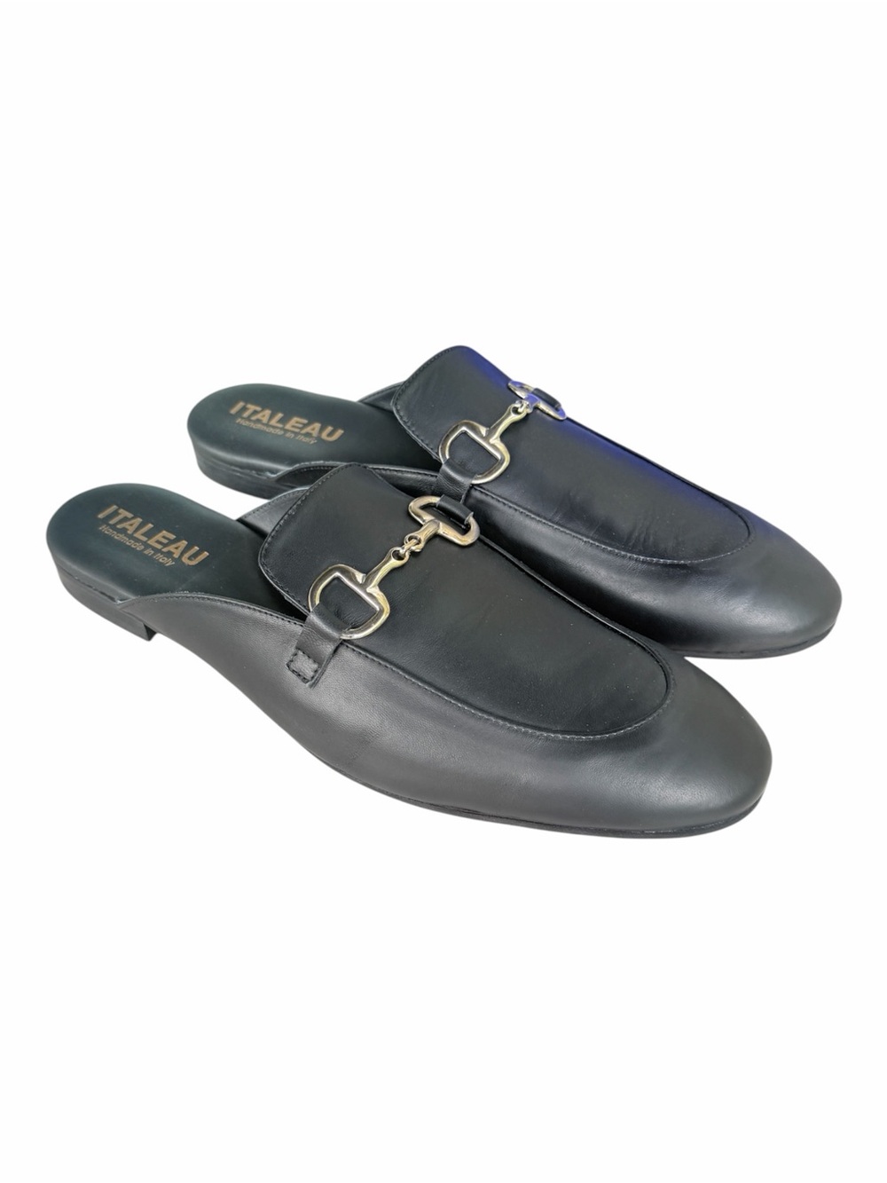 ITALEAU Lisa Flexlite Leather Horsebit Mule Loafers Black NIB EU 43 US 12